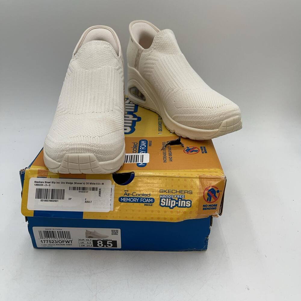 Skechers Street Slip-ins Uno Wedge Shoes Womens White Slip On Comfort Size 8.5